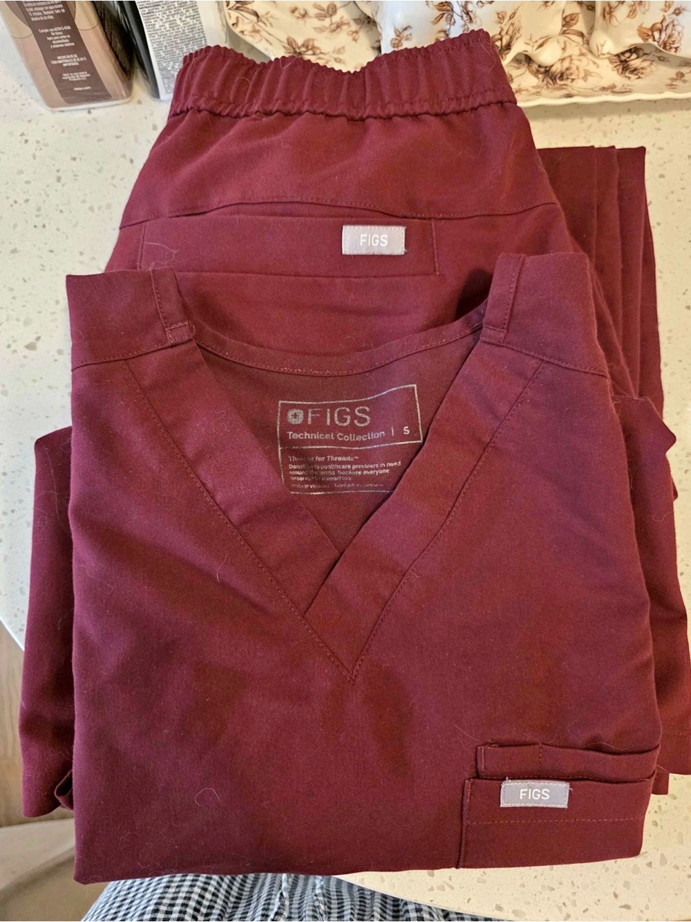 Figs Women's Two-Piece Scrub Set in Burgundy